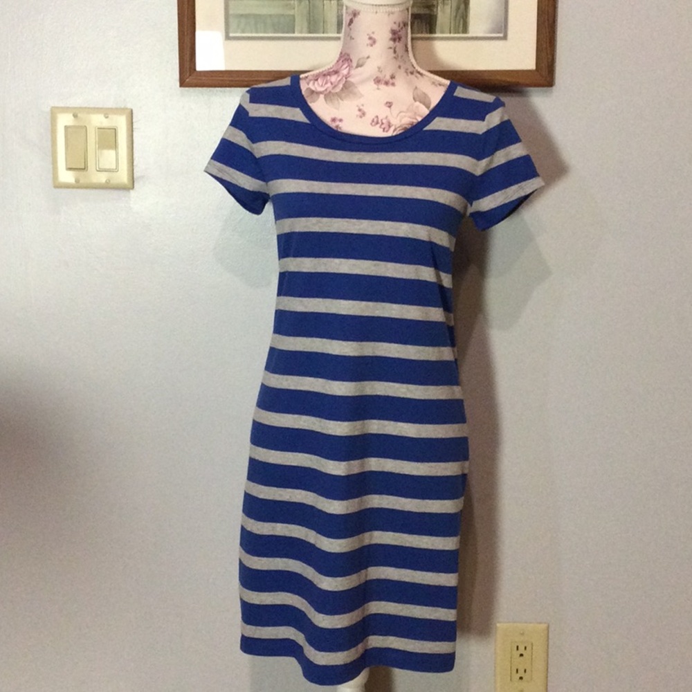 Faded Glory Blue & Gray T-Shirt Dress